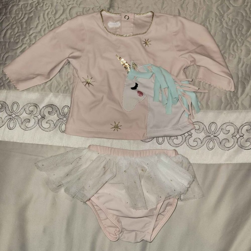 Mudpie Babygirl Unicorn Swim Outfit - Size 9-12 mo